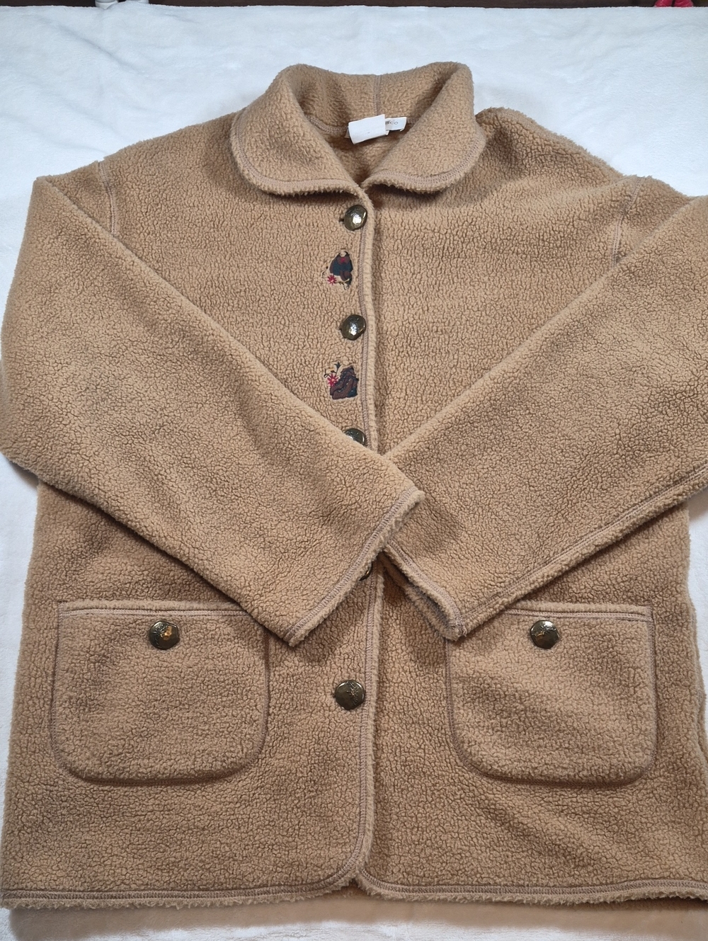 Cozy Tan Teddy Jacket with Button Front